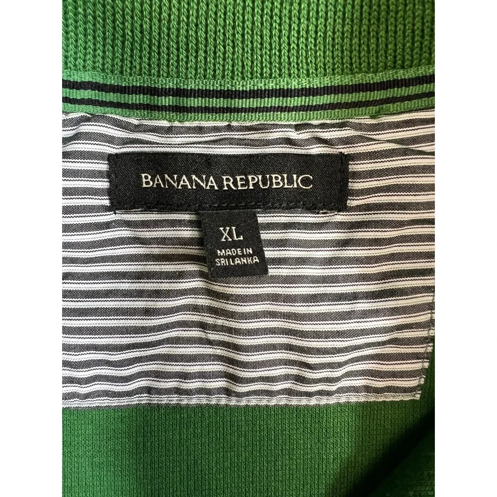 Banana‎ Republic Kelly Green 1/4 Zip Cotton Pullover Elbow Patches - Men's XL